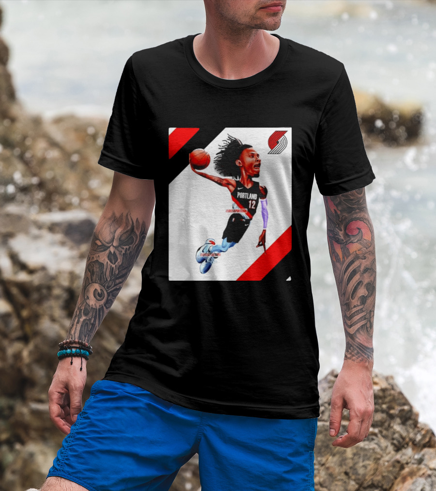 Portland Trail Blazers Ja Morant Crossover Art Dunking Basketball Player Jersey 12 T-Shirt