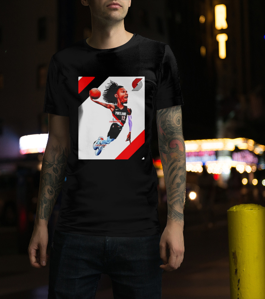 Portland Trail Blazers Ja Morant Crossover Art Dunking Basketball Player Jersey 12 T-Shirt