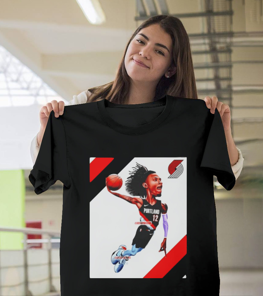 Portland Trail Blazers Ja Morant Crossover Art Dunking Basketball Player Jersey 12 T-Shirt