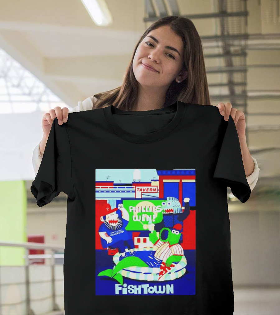 Phillies Win City Of Neighborhoods Fishtown Phillies Phanatic Tavern Scene T-Shirt