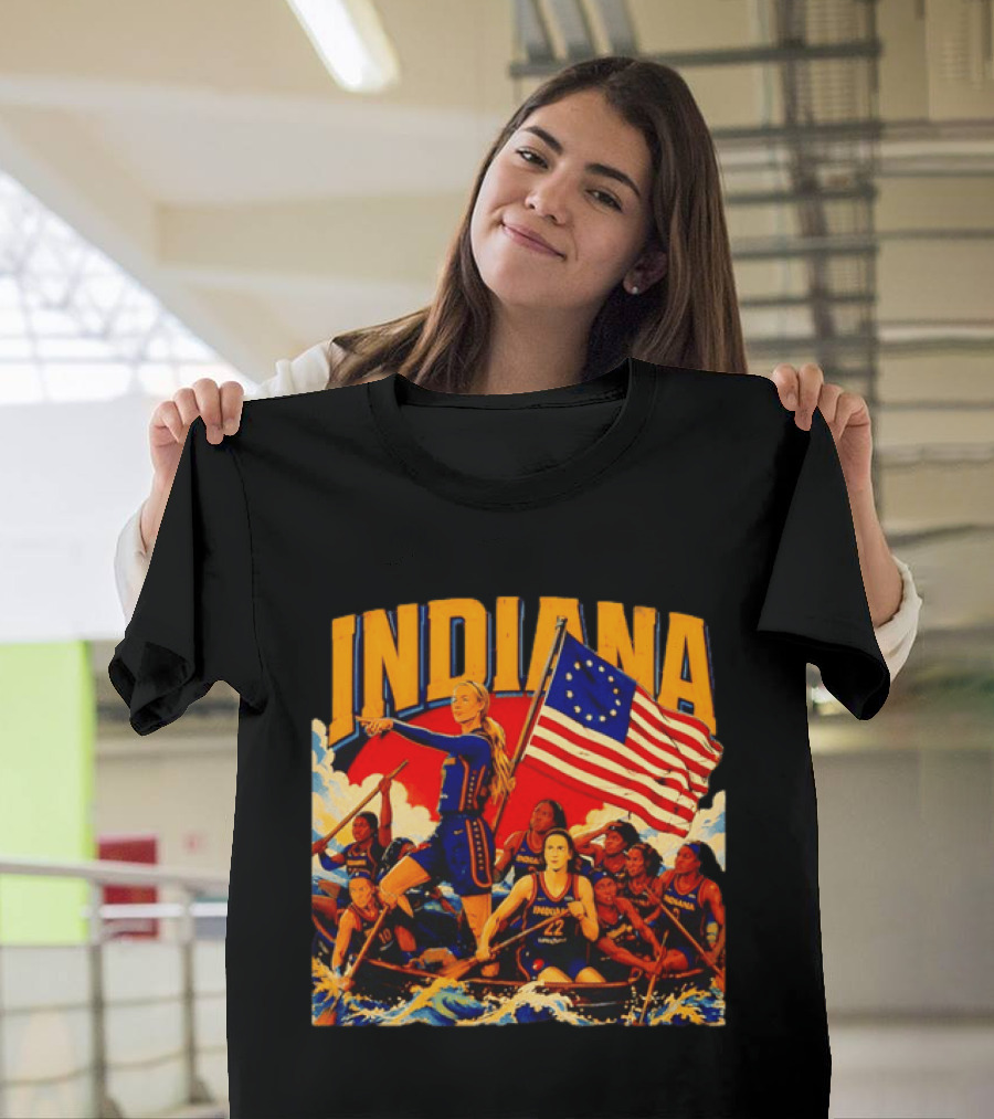 Indiana Basketball Team Sophie Cunningham Crossing The Delaware Flag T-Shirt
