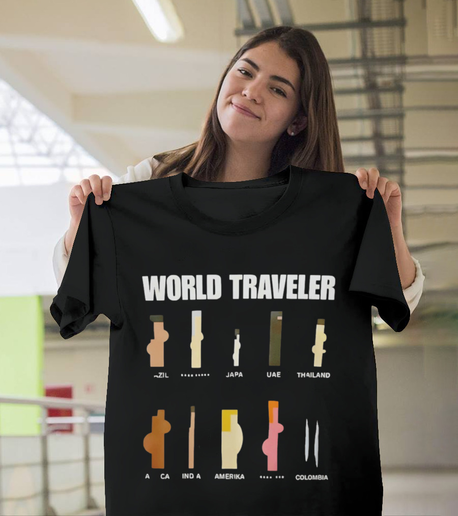 World Traveler Brazil Japan UAE Thailand Africa India America Colombia 2026 T-Shirt