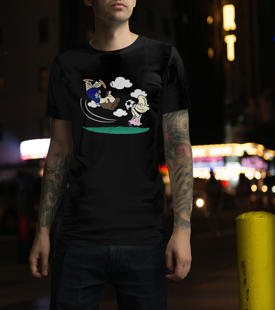 Ted And Rebecca Lucy Van Pelt Lassonuts Peanuts Football Kick T-Shirt