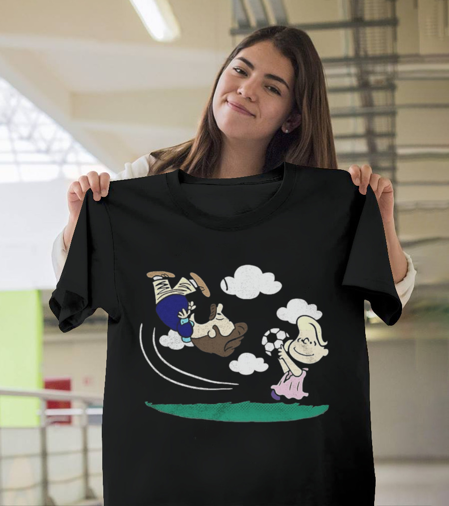 Ted And Rebecca Lucy Van Pelt Lassonuts Peanuts Football Kick T-Shirt