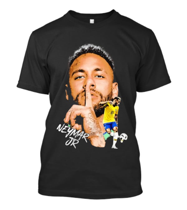 Neymar Jr Brazil National Team Shhh Soccer Collage T-Shirt