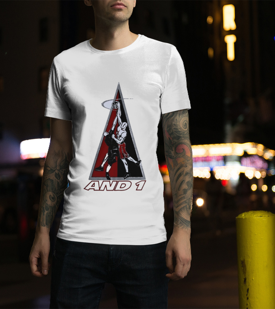 AND 1 Basketball Players Dunking Triangle T-Shirt