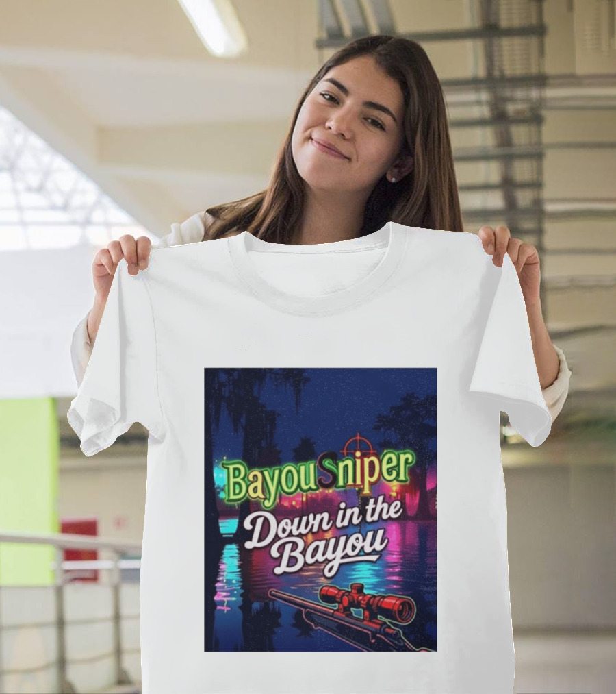 Bayou Sniper Down In The Bayou Retro Night Scene T-Shirt