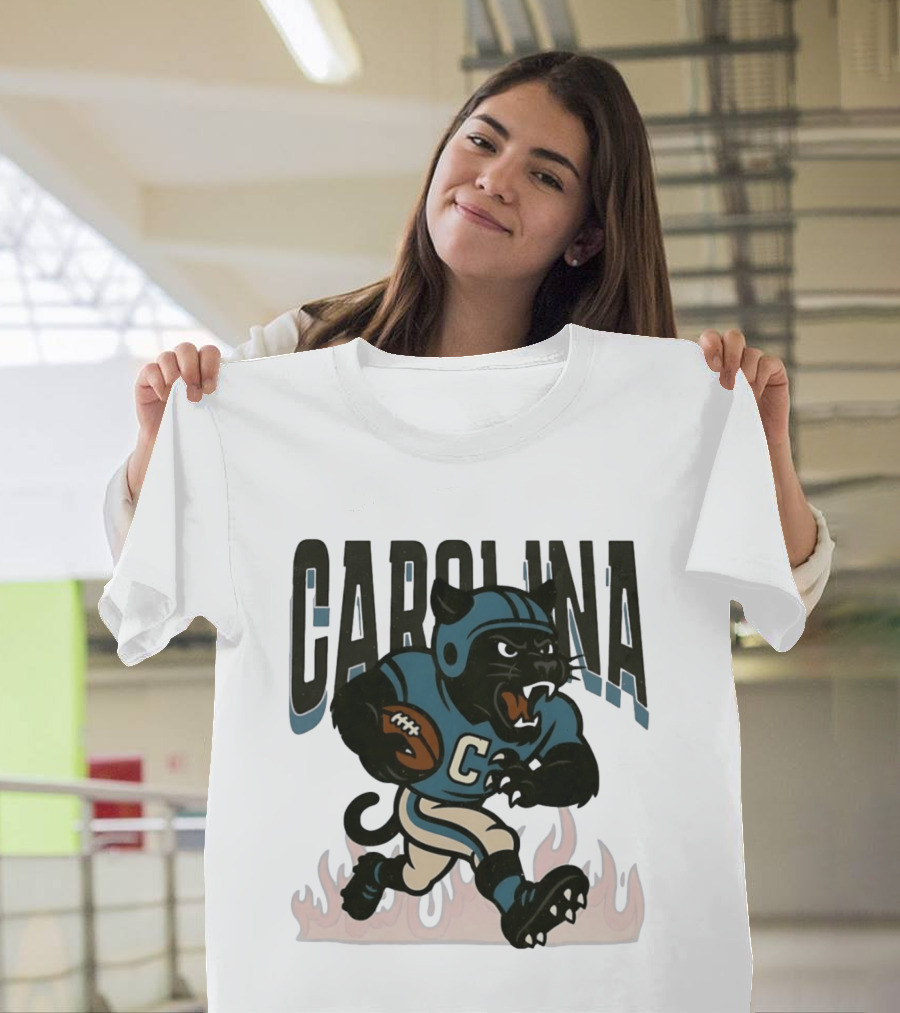 Carolina Panther Football Player Running With Ball T-Shirt