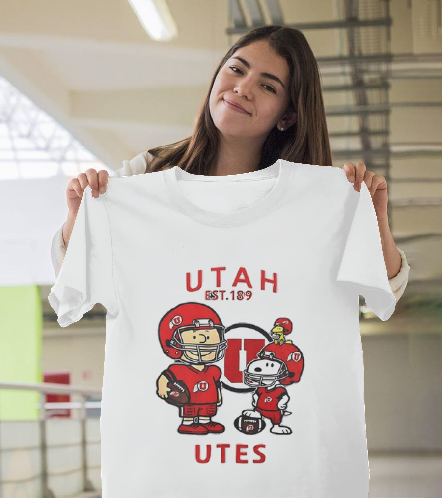 Charlie Brown Snoopy Woodstock Utah Utes EST 1892 Football Team T-Shirt