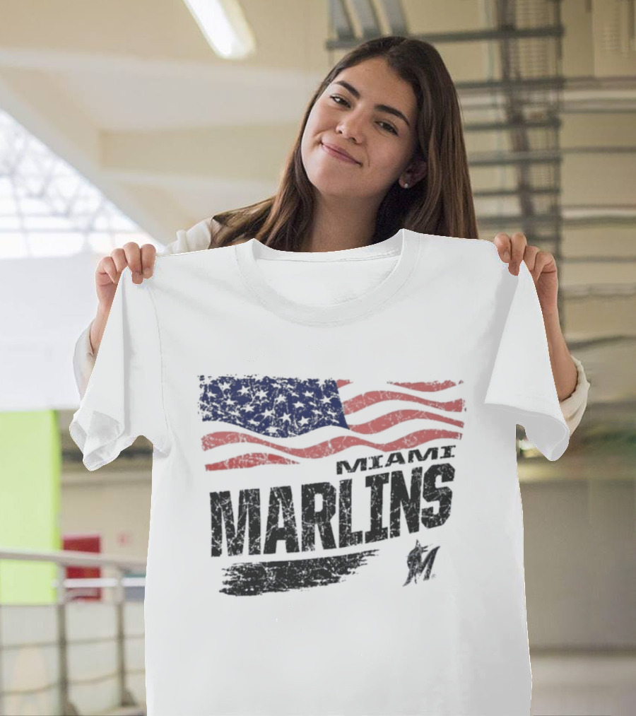 Miami Marlins MLB United States Flag T-Shirt