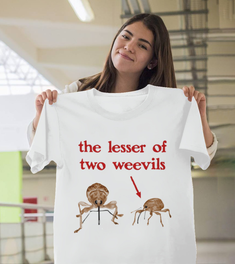 The Lesser Of Two Weevils Insect Pun With Two Illustrated Bugs T-Shirt