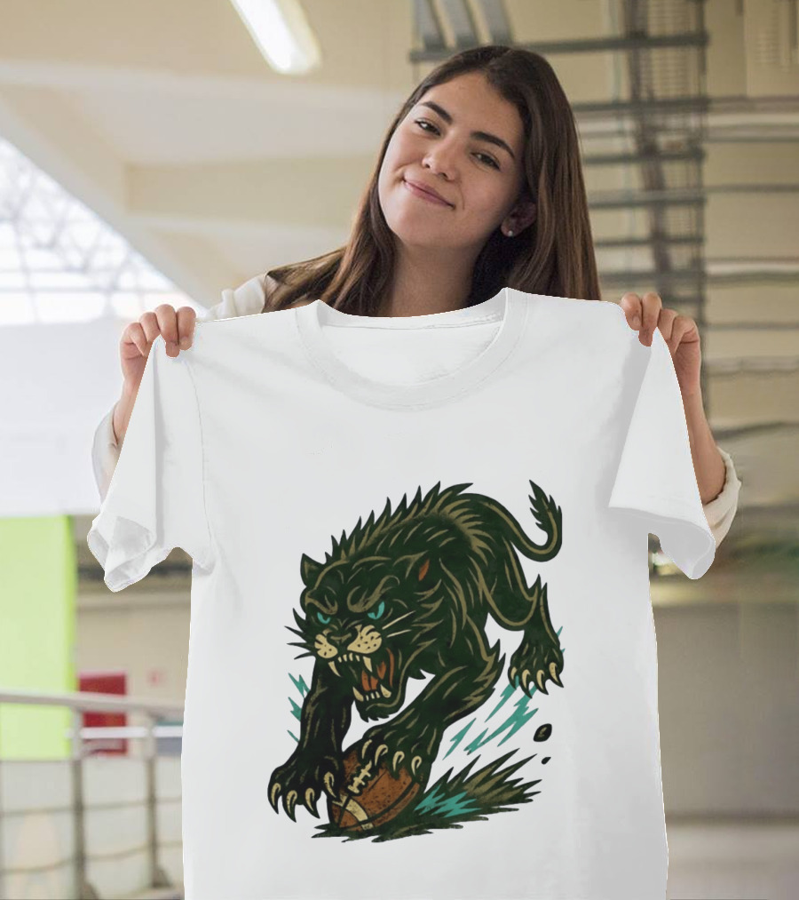 Panther Rushing Football Athletic Team Dynamic Action T-Shirt
