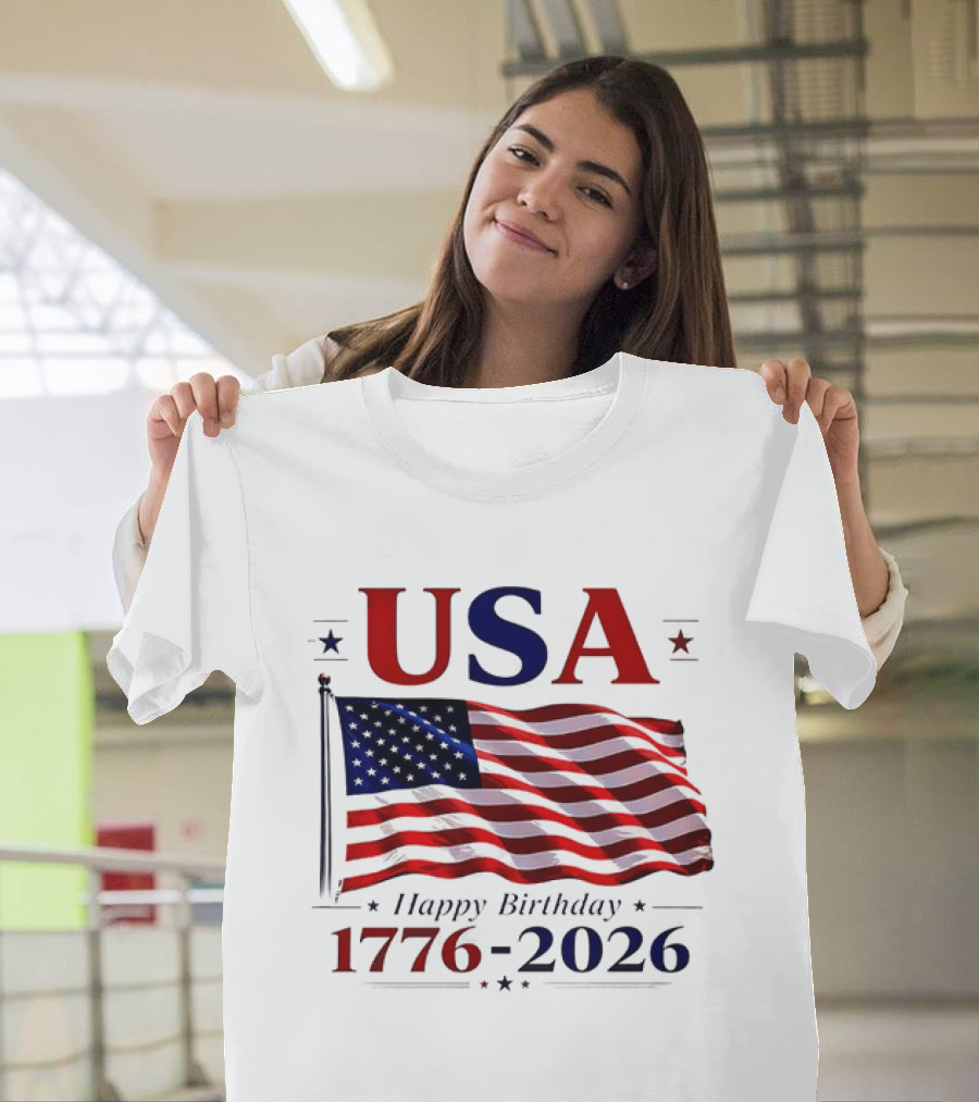 USA Flag Happy Birthday 1776 2026 T-Shirt
