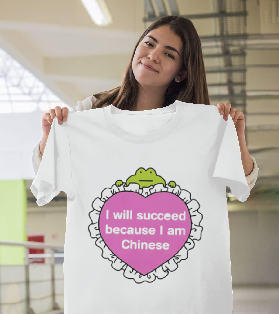 I Will Succeed Because I Am Chinese Pink Heart Frog T-Shirt