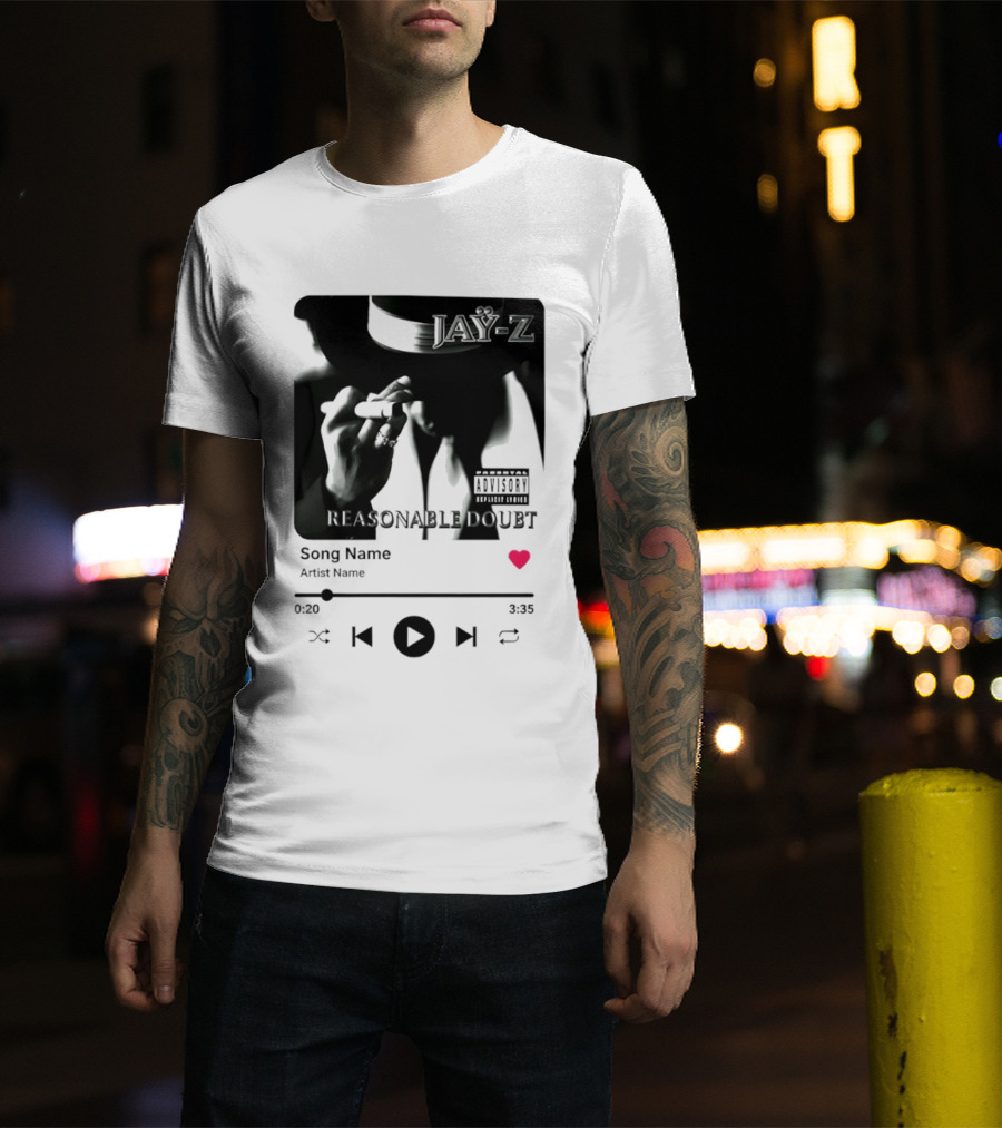 Jay Z Reasonable Doubt Song Name Artist Name Parental Advisory Explicit Content Iconic Album Cover T-Shirt