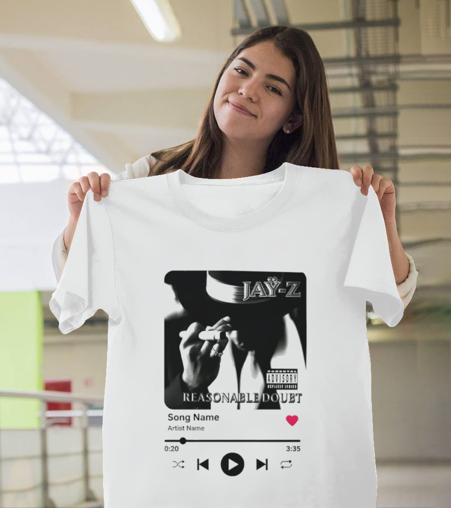 Jay Z Reasonable Doubt Song Name Artist Name Parental Advisory Explicit Content Iconic Album Cover T-Shirt