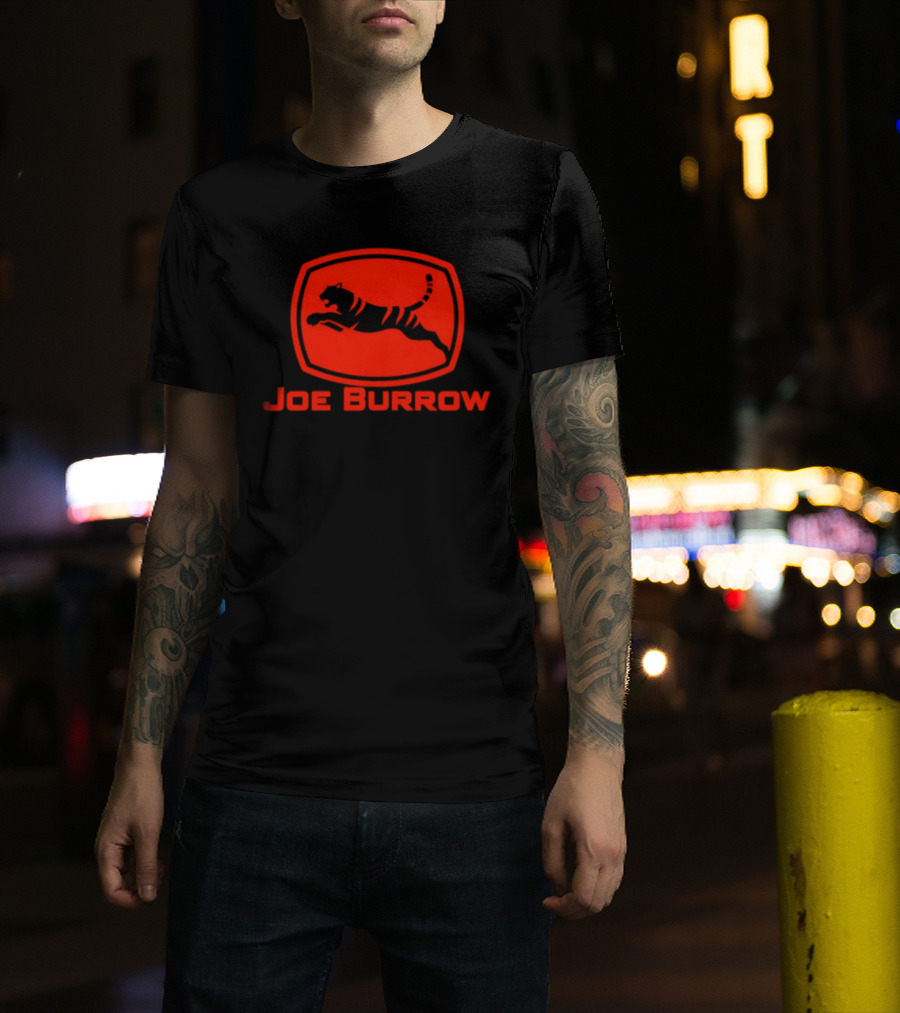 Joe Burrow Cincinnati Bengals Tractor Co Jumping Tiger Oval T-Shirt