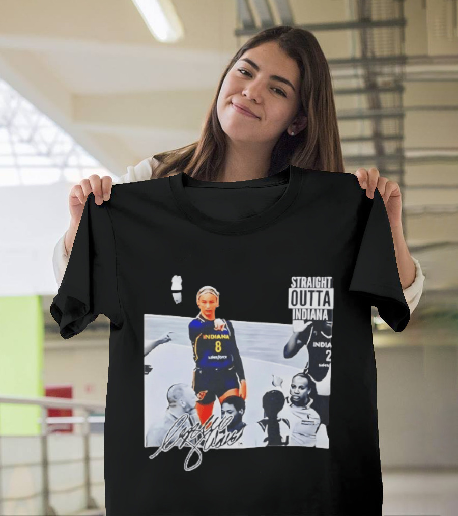 Caitlin Clark Pointing Indiana Fever Basketball Player Straight Outta Indiana T-Shirt