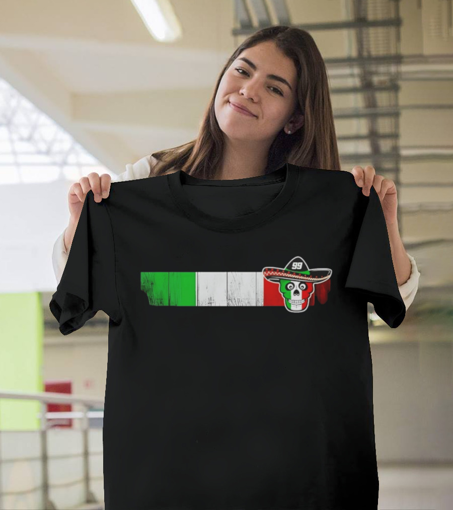 Daniel Suarez 99 Skull Sombrero Mexican Flag T-Shirt