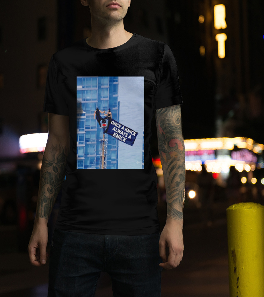 New York Knicks Once A Knick Always A Knick Flag Empire State Building NYC T-Shirt