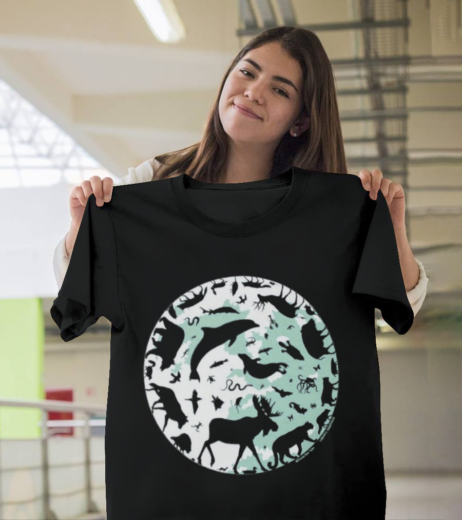 Night Animals Silhouette Circle Adult Navy 2026 T-Shirt
