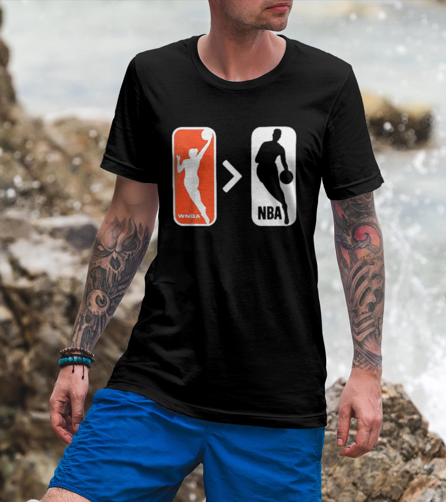 WNBA Logo Greater Than NBA Logo Comparison T-Shirt
