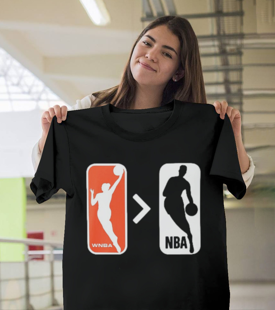 WNBA Logo Greater Than NBA Logo Comparison T-Shirt