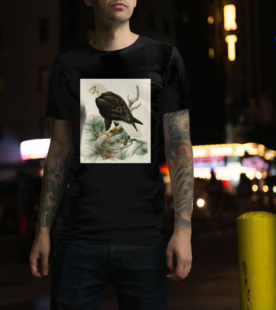Roger Tory Peterson Bald Eagle Illustration On Stone Background 2026 T-Shirt