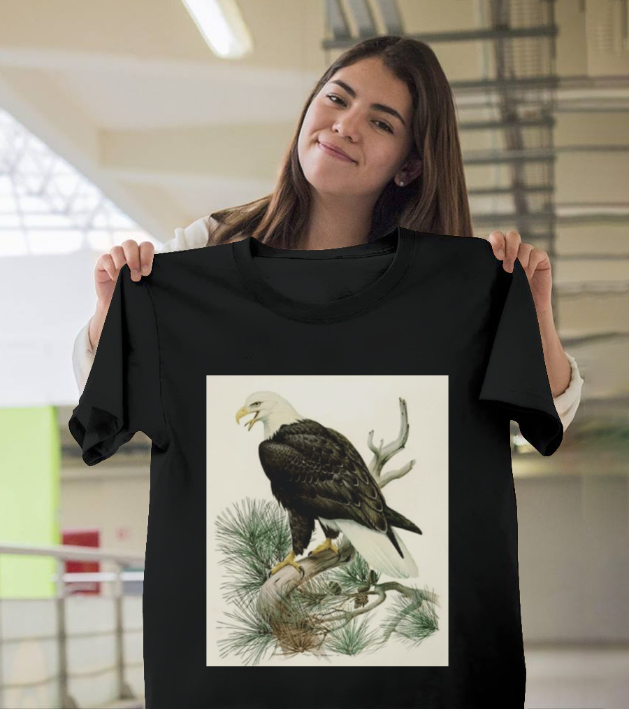 Roger Tory Peterson Bald Eagle Illustration On Stone Background 2026 T-Shirt