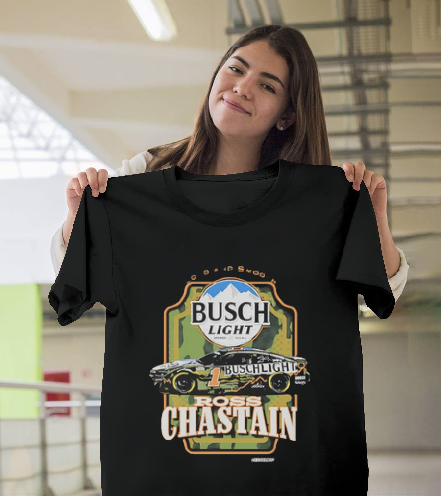 Ross Chastain No 1 Busch Light Cold And Smooth Racing Car Camouflage T-Shirt