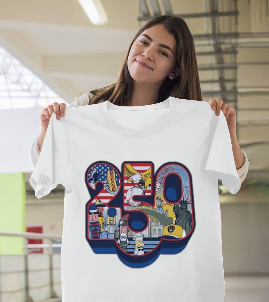 250th Anniversary Of America 2026 Patriotic Eagle Liberty Fireworks Baseball Celebration T-Shirt