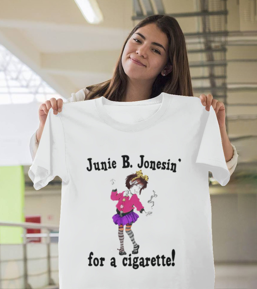 Junie B Jonesin For A Cigarette Vintage Cartoon Style Character With Bow And Tutu T-Shirt