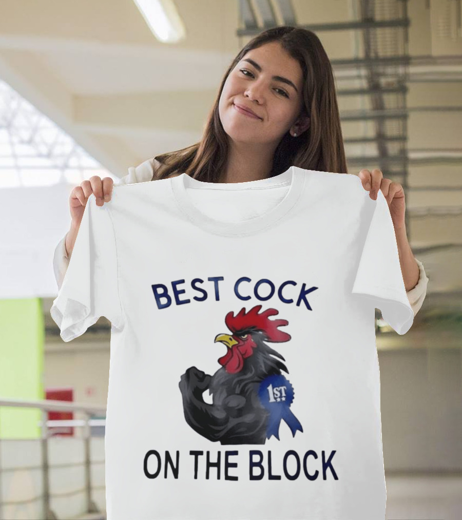 Best Cock On The Block Muscular Rooster 1st Place Ribbon T-Shirt