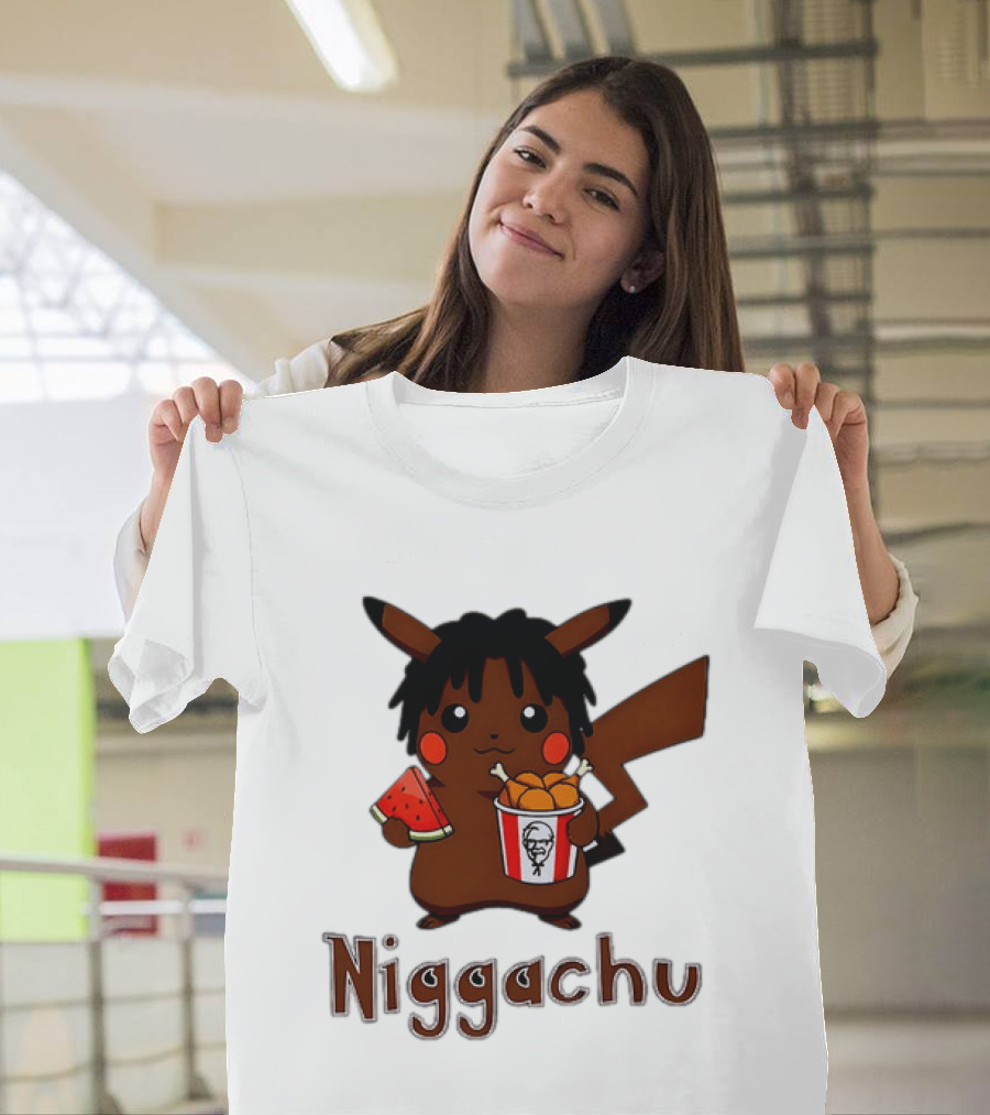 Niggachu Pikachu With Fried Chicken And Watermelon T-Shirt