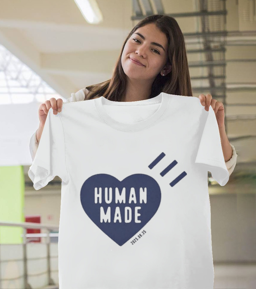 Daily Human Made Heart Motif With Three Stripes And Dry Alls T-Shirt