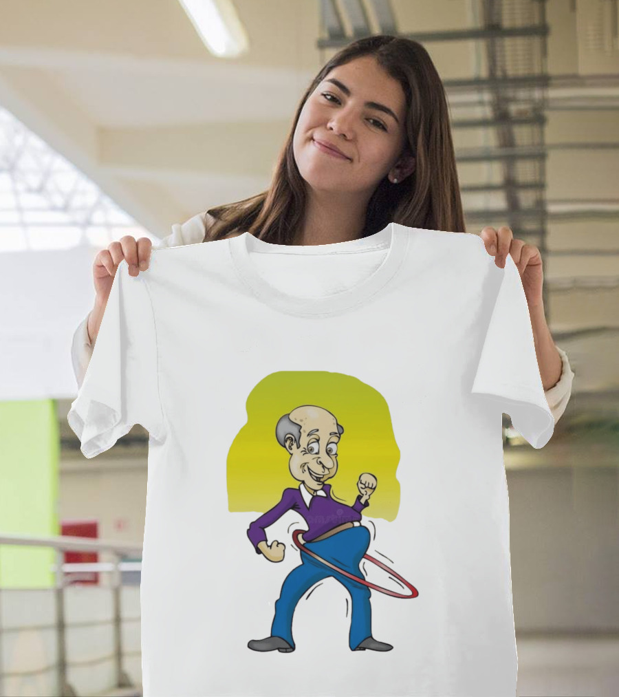 Elderly Man Hula Hooping Joyfully With Fist Pump T-Shirt