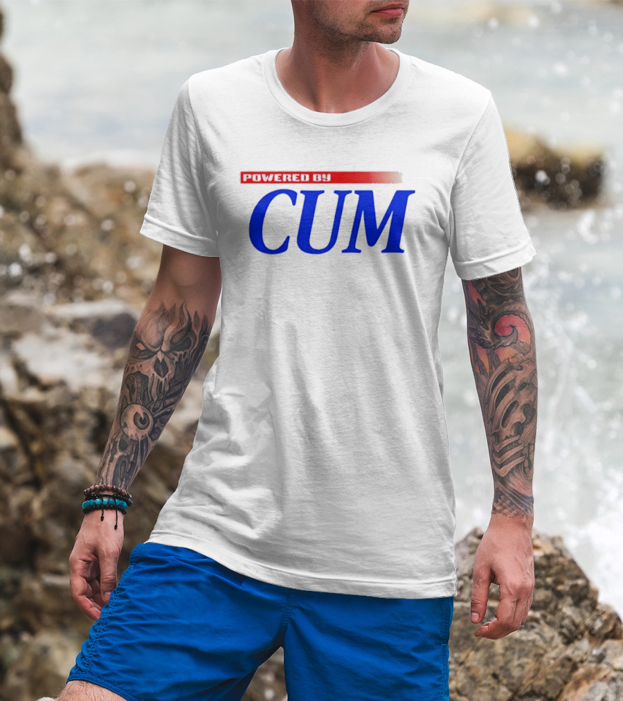 Powered By Cum Blue T-Shirt