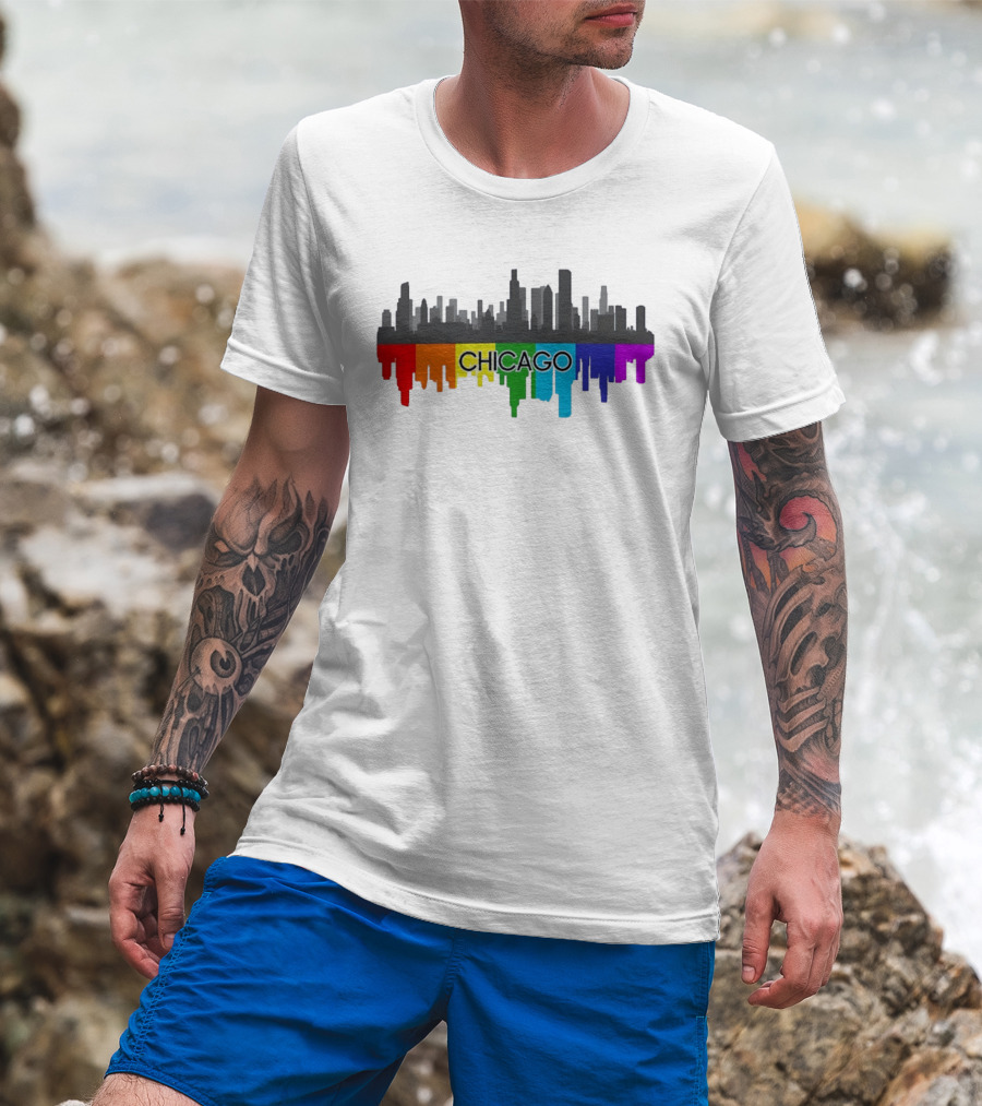 Chicago Skyline Rainbow Pride City T-Shirt