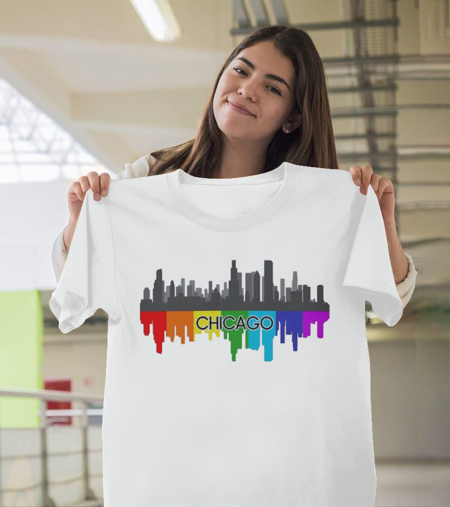 Chicago Skyline Rainbow Pride City T-Shirt