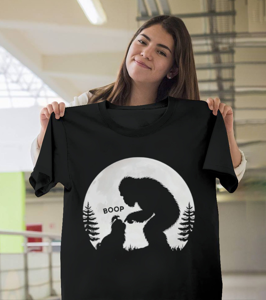 Bigfoot Boop Shih Tzu Moon Silhouette Forest Scene T-Shirt