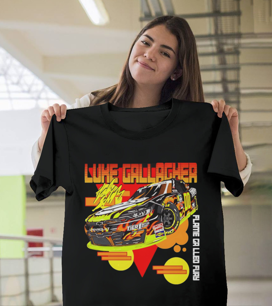 Luke Gallagher Flame Grilled Fury Tier 1 Racing 00 Car T-Shirt