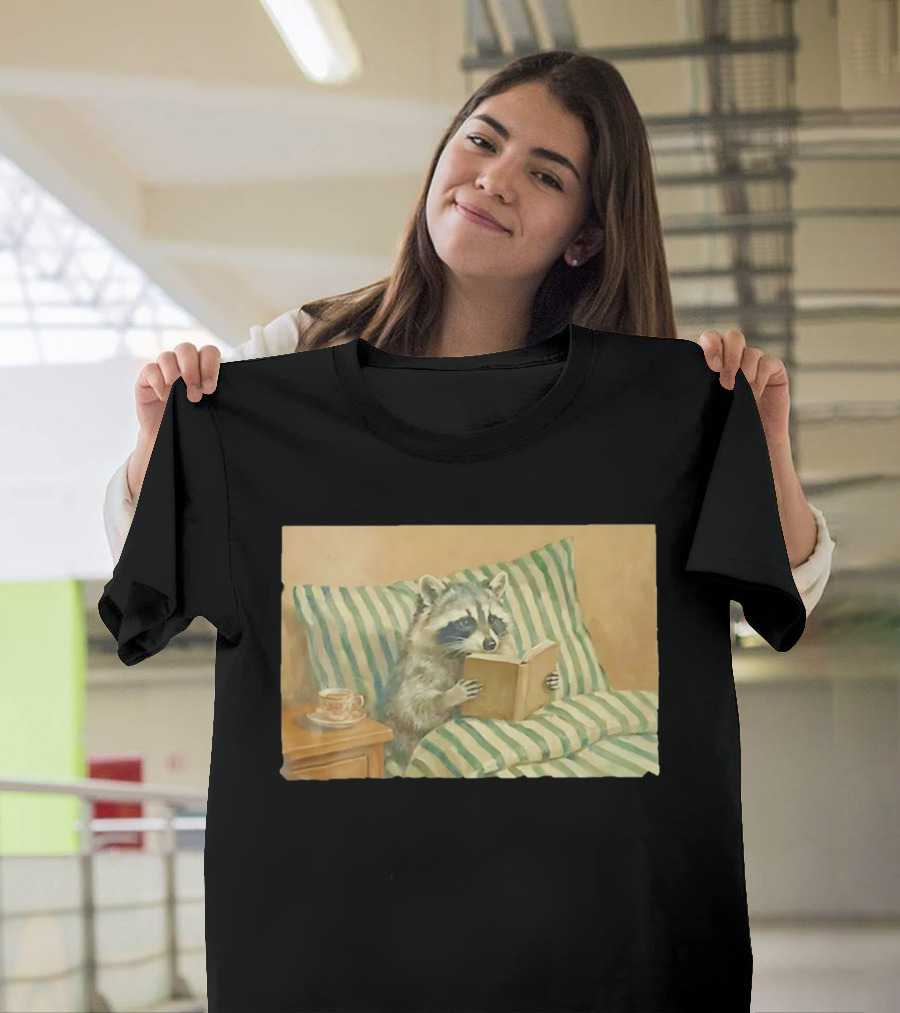 Probably Reading Trash Raccoon Bookworm Cozy T-Shirt