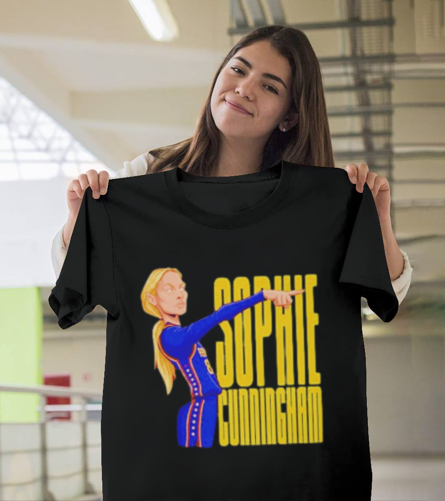 Sophie Cunningham Cartoon Indiana Fever Pointing T-Shirt