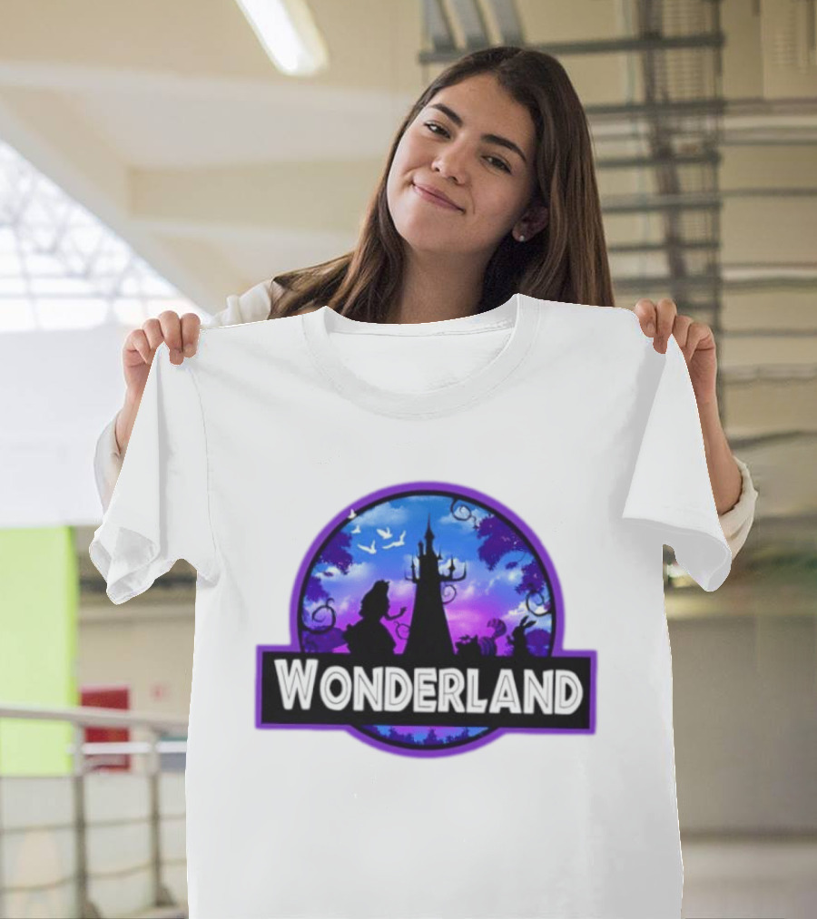 Alice Cheshire Cat White Rabbit Wonderland Disney Fantasy Adventure Movie T-Shirt