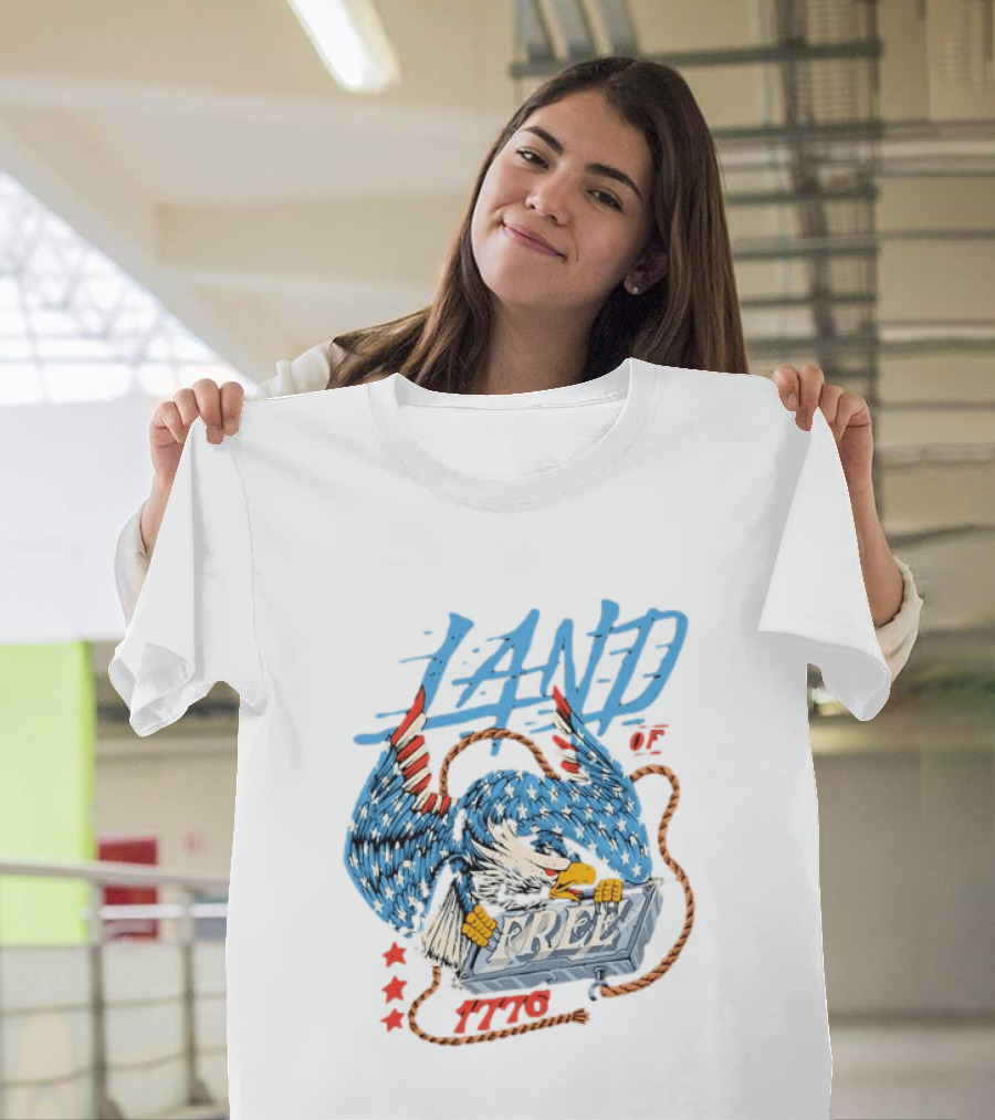Land Of The Free 1776 Bald Eagle Patriotism T-Shirt