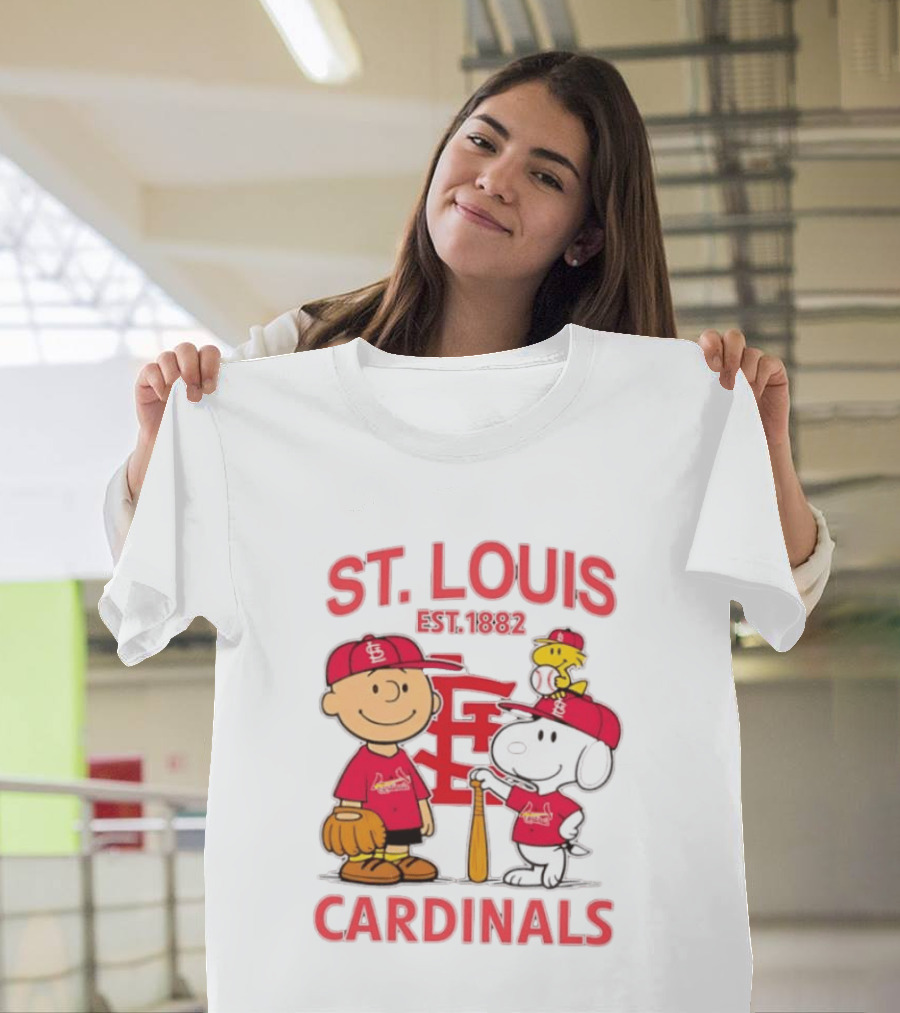 St. Louis Cardinals Est 1882 Charlie Brown Snoopy Woodstock MLB T-Shirt