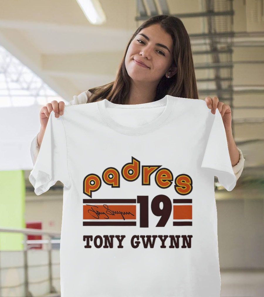 Padres 19 Tony Gwynn Signature T-Shirt