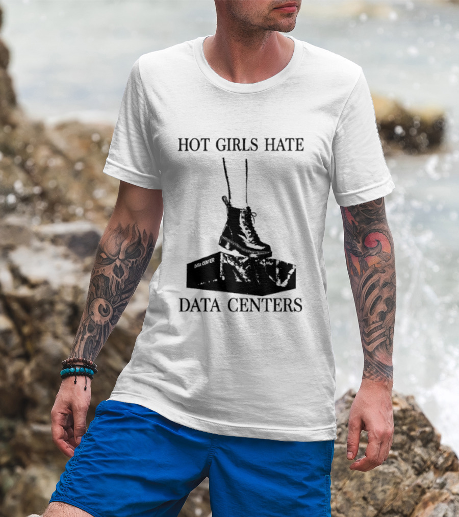 Hot Girls Hate Data Centers With Boots Stomping Computers T-Shirt