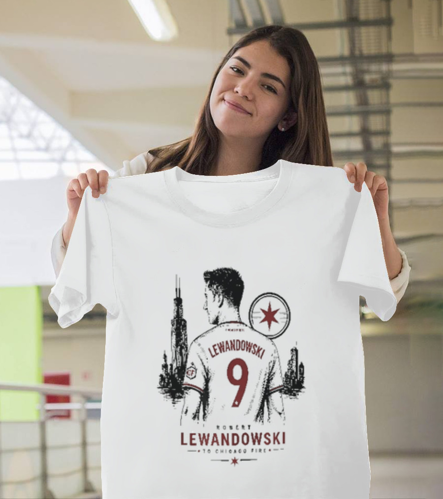 Robert Lewandowski Number 9 Chicago Fire Soccer Transfer T-Shirt