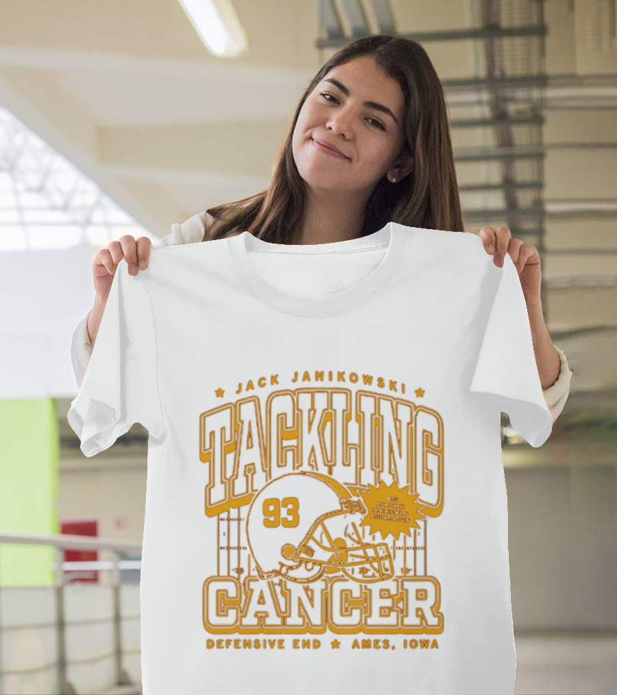 Jack Janikowski Tackling Cancer Defensive End 93 Ames Iowa Schmidt Foundation T-Shirt